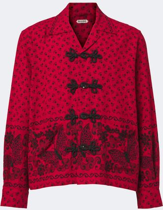 Bode Beaded Kerchief printed cotton flannel shirt