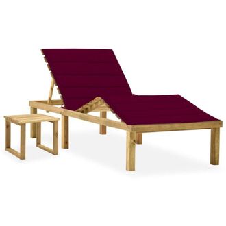 vidaXL Tumbona De Jard&iacute;n Con Mesa Y Coj&iacute;n De Madera De Pino Impregnada Vidaxl