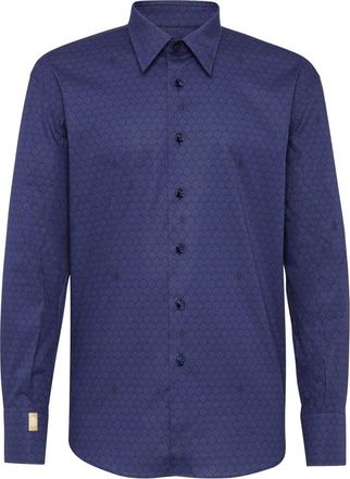 Billionaire Boys Club Shirt Gold Cut LS/Milano Lion - Heren - Casual Overhemden - Blauw - XS - Katoen - Overhemden