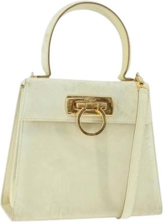 Ferragamo Pre-owned Handbags, female, Beige, Size: ONE SIZE Pre-owned Suede Handbag