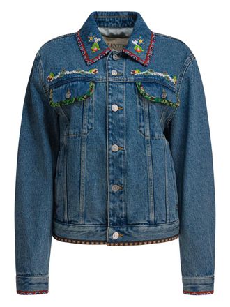 Valentino Garavani Giacca denim con ricamo - Blu