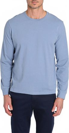 Jachs NY Bryant Long Sleeve Sueded Cotton Crewneck Shirt In Light Blue