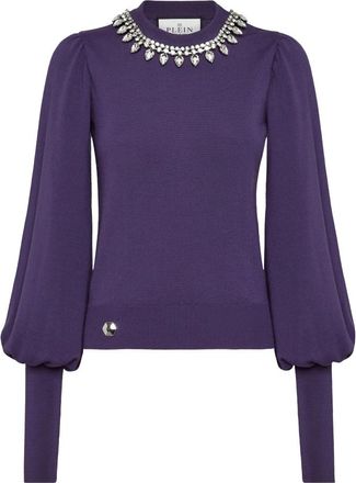 Philipp Plein Round-neck Truien - Dames - Ronde hals truien - Paars - XS - Truien & Vesten