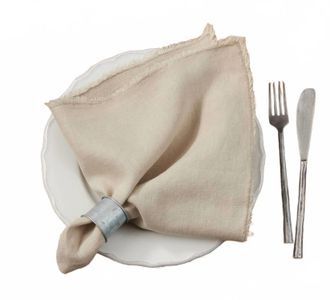 Saro Lifestyle Fringed Design Washed 20 Napkins - Set Of 4 In Natural