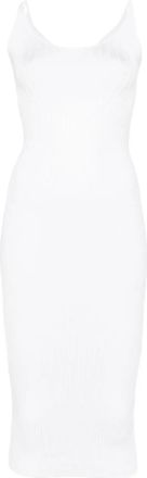 MUGLER Abito midi a coste - Bianco