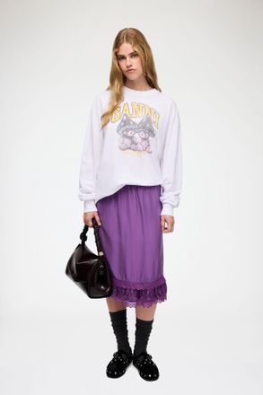 Ganni Bright Violet Skirt in Purple Silk - Size 34 Viscose
