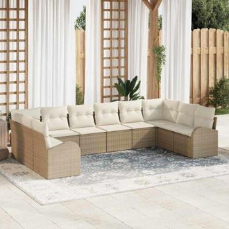 vidaXL Conjunto De Sof&aacute; De Jard&iacute;n 10 Pcs Beige Polirat&aacute;n Vidaxl