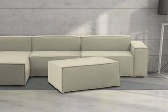 Talamo Italia Talamo Italia - Puff Antonella, Otomana De La Sala De Estar, 100% Made In Italy, Sill&oacute;n Relax En Tela Tapizada, Cm 100x70h43, Beige, Con Embalaje Refo