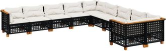 vidaXL Vidaxl - Set De Sof&aacute;s De Jard&iacute;n 10 Pzas Cojines Rat&aacute;n Sint&eacute;tico Negro