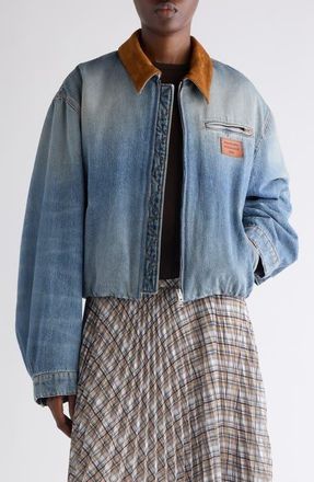 Acne Studios Padded Denim Bomber Jacket in Mid Blue at Nordstrom, Size 6 Us