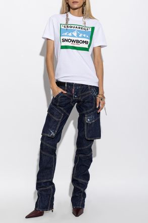 Dsquared2 T-shirt With A Colorful Print, Womens, White
