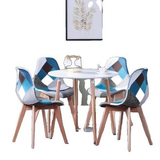 OEM Juego De Comedor, Construcci&oacute;n De Madera Maciza, Asientos C&oacute;modos Para 4 Personas, Juego De Sillas Azules
