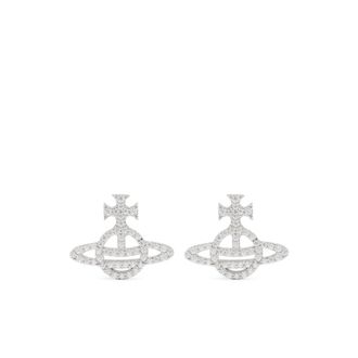 Vivienne Westwood Earrings, female, Gray, Size: ONE SIZE Rhinestone Embellished Orb Earrings