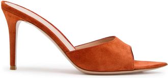Gianvito Rossi Elle 85 Brushed Suede Mules - Red - 38 (IT38/ UK5)