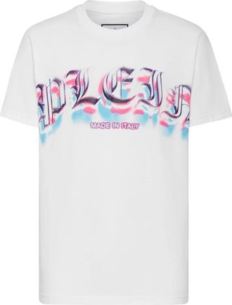 Philipp Plein T-shirt Round Neck SS Gothic Plein - Heren - T-shirts - Wit - 3XL - Katoen - Tops