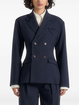 Mani&egrave;re De Voir Maia pinstripe double-breasted blazer - Blue