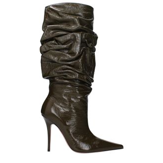 Amina Muaddi Anok Damens Stiefel Gr&uuml;n/Schlammleder