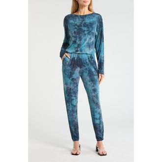 Go Couture Long Sleeve Jumpsuit in Blue/Grey at Nordstrom Rack, Size X-Large
