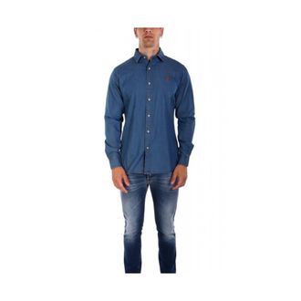 U.S.Polo Association U.s. Polo Assn., Overhemden, Heren, Blauw, S, Denim, Klassiek Denim Overhemd met Normale Pasvorm