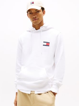 Tommy Jeans Sweatshirt TOMMY JEANS TJM REG ESSENTIAL FLAG HOOD EXT, Herren, Gr. XXL, weiss (wei&szlig;), Sweatware, Obermaterial: 100% Baumwolle, unifarben, regular fit