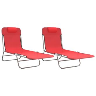 vidaXL Tumbonas Plegables 2 Uds Acero Y Textilene Rojo Vidaxl