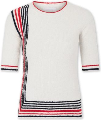 Paco Rabanne Gestreepte Terry Jersey Top - Dames - Ronde hals truien - Wit - XS - Truien & Vesten
