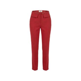 Elisabetta Franchi Pantaloni Slim con Cintura Logo - - Trousers - Donna - Rosso - L