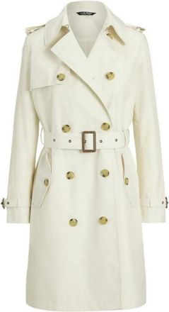 Ralph Lauren Korte Double-Breasted Trenchcoat - Dames - Trenchcoats - Wit - S - Katoen - Jassen