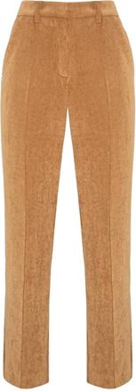 Manila Grace Fluwelen Rechte Broek - Dames - Broeken - Beige - Maat: XL