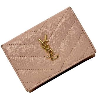 Saint Laurent Pink Leather Wallet (Tri-Fold) (Pre-Owned)