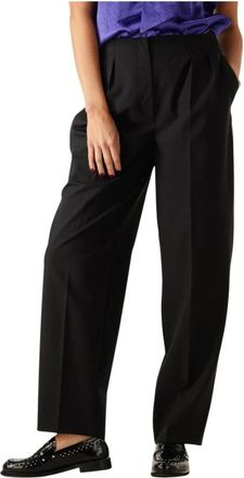 Selected High Waist Barrel Pant - Dames - Straight fit broeken - Zwart - XS - Broeken