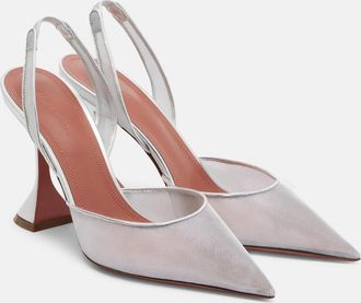 Amina Muaddi Holli mesh slingback pumps