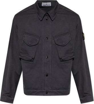 Stone Island Jassen, Heren, Blauw, M, Polyester, Jas met logopatch