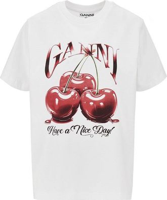 Ganni Cherry print Relaxed Fit T-shirt Woman XS