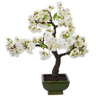 Nearly Natural Cherry Blossom Bonsai Artificial Tree in White at Nordstrom