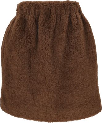Max Mara Teddy Mini Skirt in Brown Alpaca