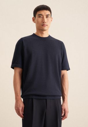 Seidensticker T-Shirt SEIDENSTICKER Regular, Herren, Gr. XXL, blau (navy), 70% Leinen, 30% Baumwolle, unifarben, regular fit, Rundhals, Shirts T-Shirt, Kurzarm Rund