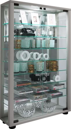 ebuy24 Ebuy24 - Vitrina De Vidrio Vcm De Pie Vitrina De Vidrio Con Vidrio De Seguridad Esg Dimensiones Aprox. 91 X 59 X D. 18 Cm Vidrio De Pantalla De Soport