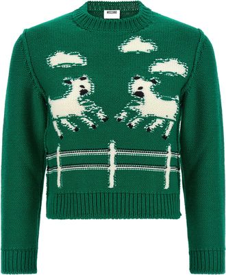 Moschino Bicolor Virgin Wool Womens Cardigan