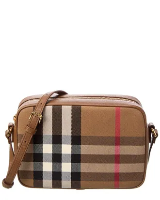 Burberry Check Canvas & Leather Camera Bag