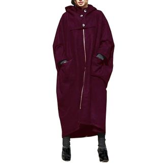 Generic Womens Waterproof Winter Coat Cute and Warm WomenS Solid Color Hooded Pocket Hoodie Zipper Long Loose Plus Size Coat Duster Coat Women (Purple, M)