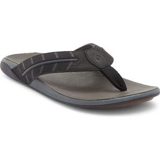 Olukai Tuahine Waterproof Flip Flop in Lava Rock /Dark Shadow at Nordstrom, Size 15