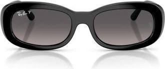 Ray-Ban 53mm Polarized Oval Sunglasses in Black /Gradient Grey Polar at Nordstrom