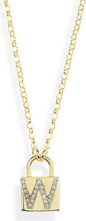 Meshmerise Diamond Padlock Initial Pendant Necklace - 0.12ct. in Yellow-W at Nordstrom Rack