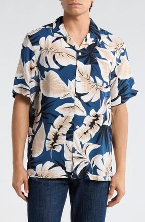Original Penguin Tropical Print Camp Shirt in Sargasso Sea at Nordstrom Rack, Size Xx-Large