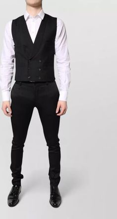 Dolce & Gabbana black slim-fit single-breasted 3-piece suit