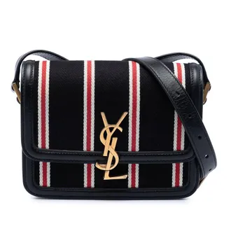 Saint Laurent Pre-owned Saint Laurent Small Canvas Striped Solferino Satchel In Box Ladies GU6LM7U8WXU02F8K