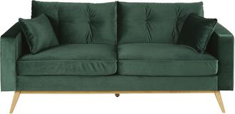 Maisons du monde Sof&aacute; de estilo escandinavo de 3/4 plazas de terciopelo verde