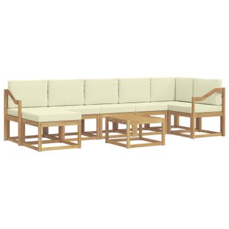 vidaXL Conjunto De Sof&aacute;s De Exterior 8 Pcs Blanco Y Crema Poli&eacute;ster Vidaxl