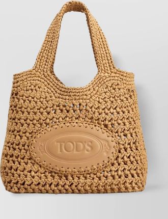 Tod's mini tote bag in raffia and leather